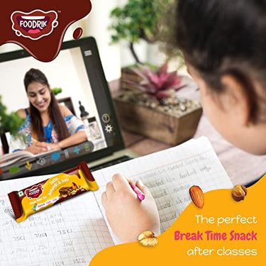 Foodrik Chocolate Nutri Snack Bar | Sattu, Almonds, Oats, Dates and Honey | Wrapped in Tasty Chocolate | Healthy Nutrition Bar for Kids and Adults | (Pack of 6, 26gm x 6 Bars)